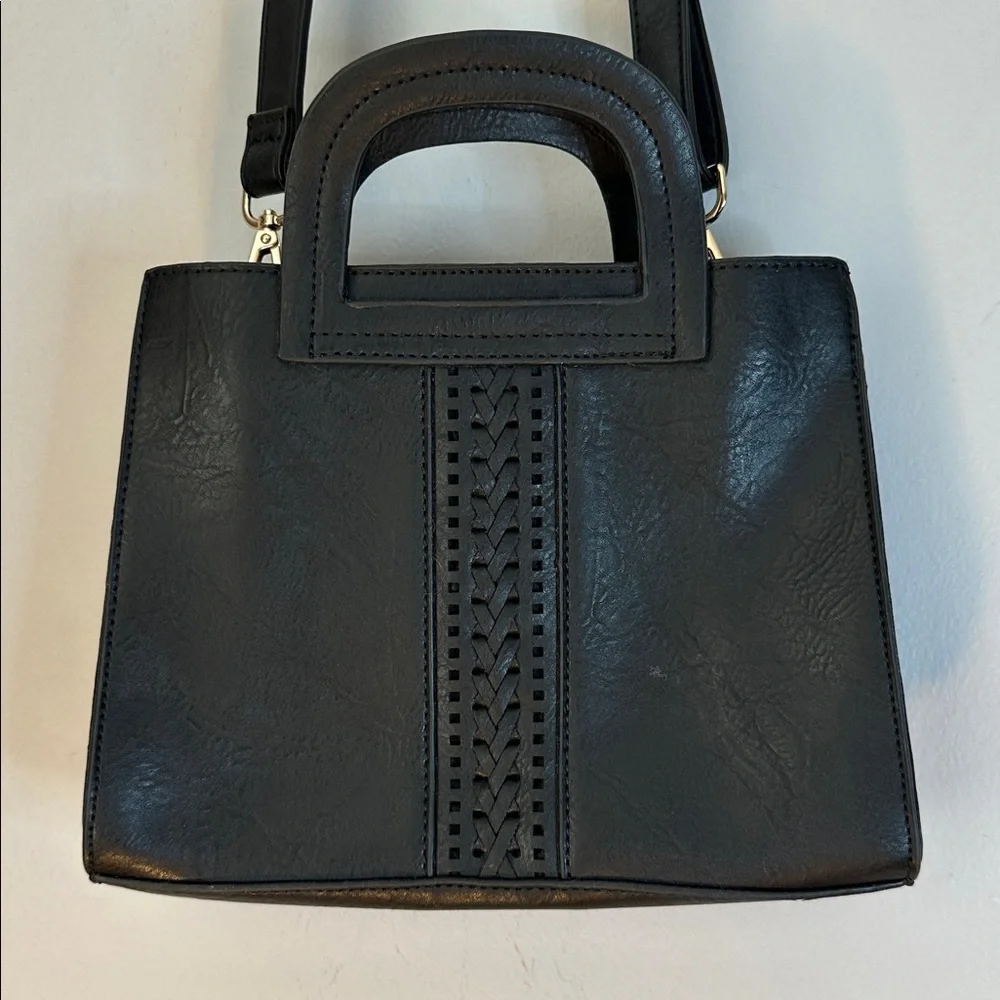 Black Small Handbag adjustable Crossbody strap faux leather
